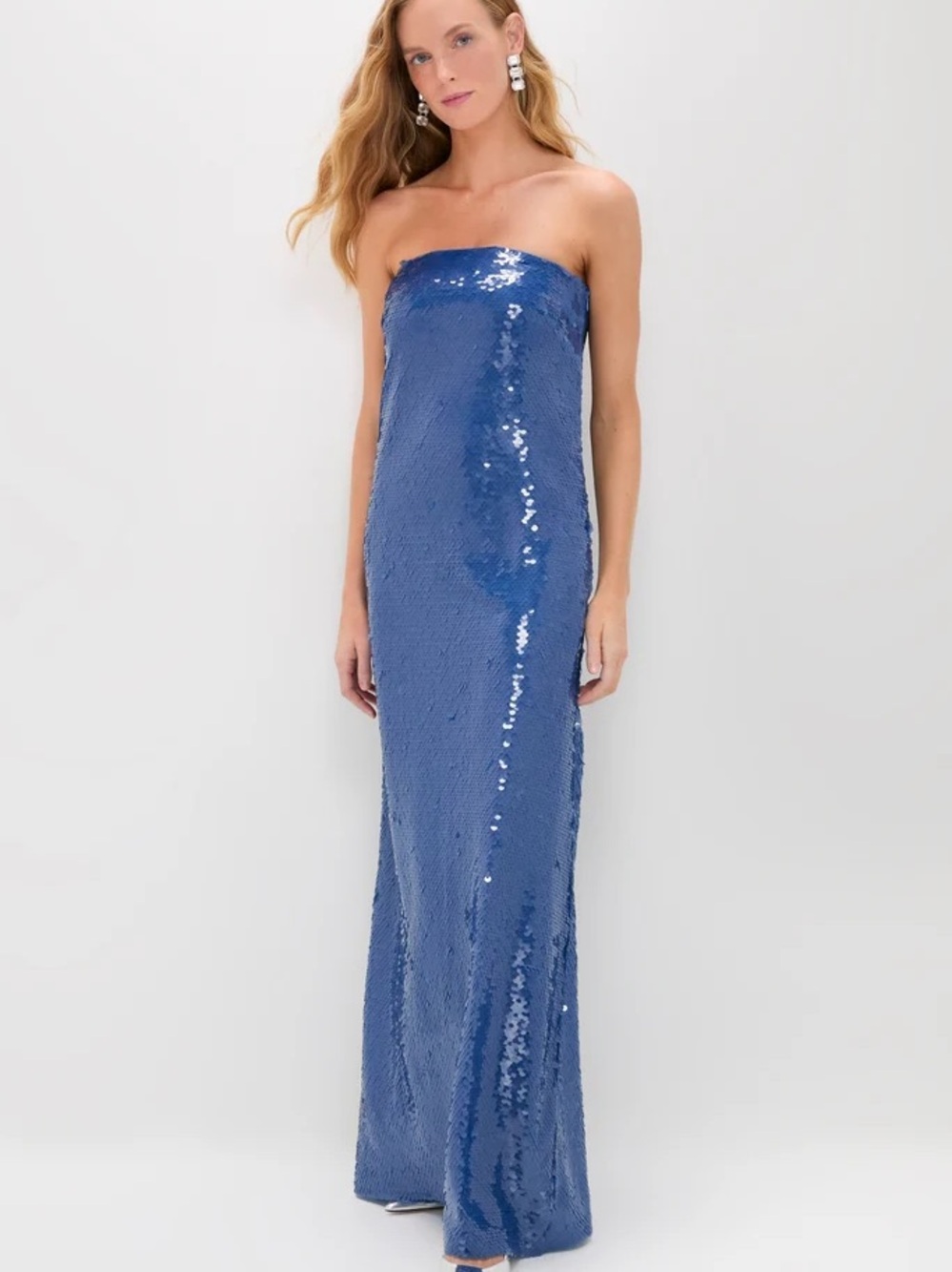 Strapless Blue Sequin Column Gown (works for maternity too!)